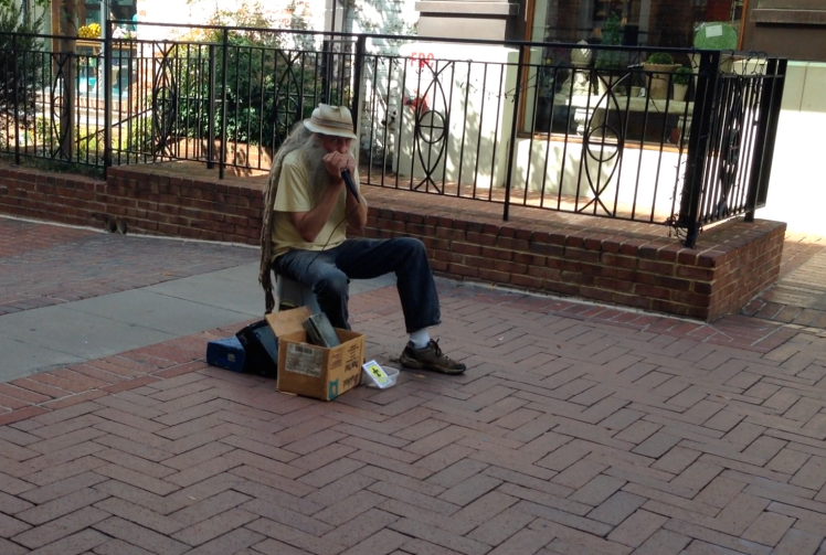 street portrait - 10- harmonica street musician charlottesville va 2014 - priorhouse