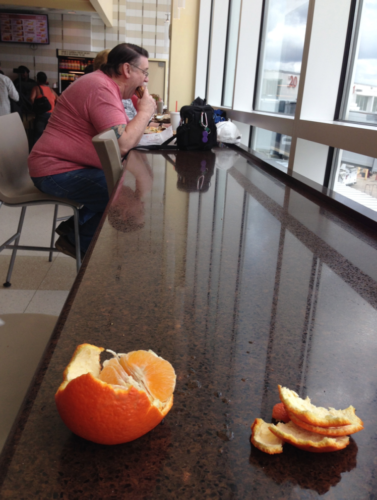 orange on the counter -